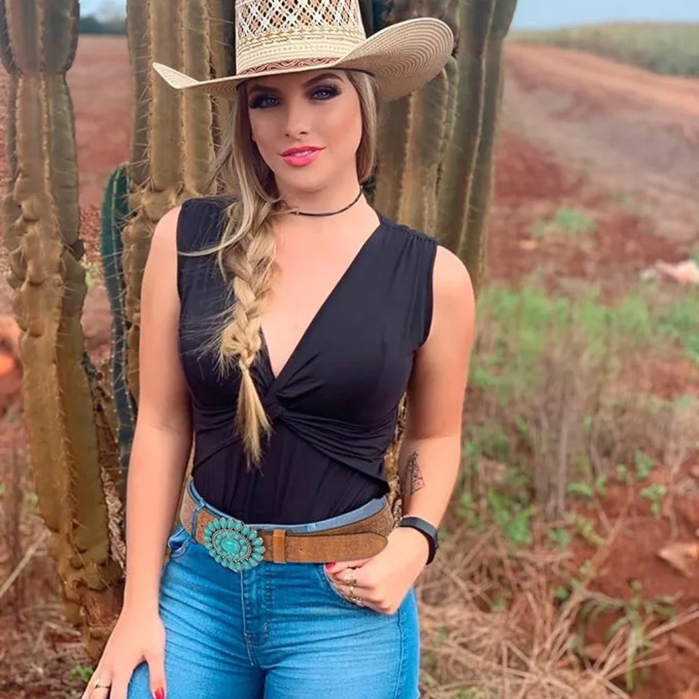 Cowgirl Belt Turquoise Concho Belt, Boho Western Belt, Vintage Style Oval New